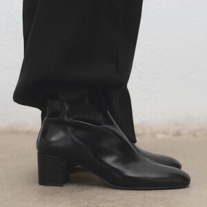 Black Leather Ankle Boots-NWT